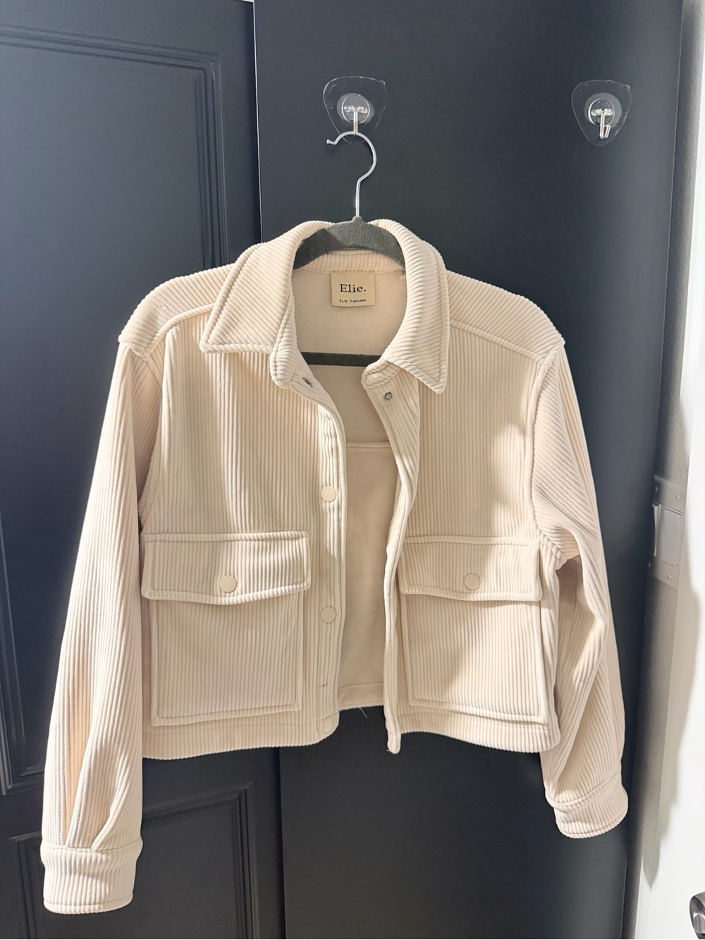 Elie Tahari Cream Corduroy Cropped Jacket